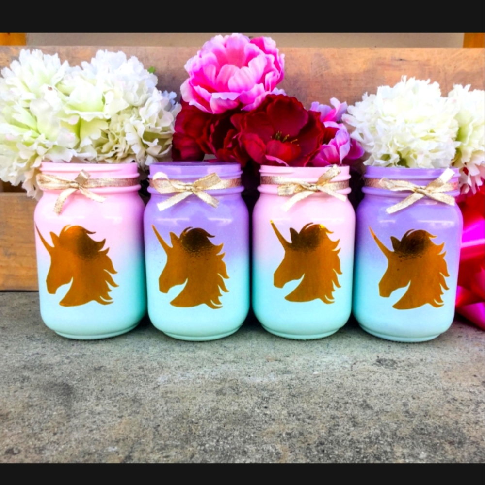 Unicorn Vases - Mason Jars (4 Pieces)